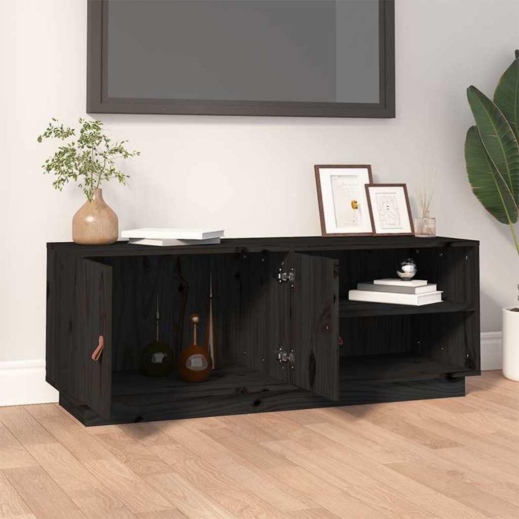 Vidaxl tv-meubel 105x34x40 cm massief grenenhout zwart