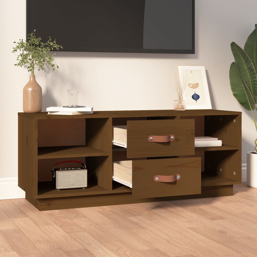 Vidaxl tv-meubel 100x34x40 cm massief grenenhout honingbruin