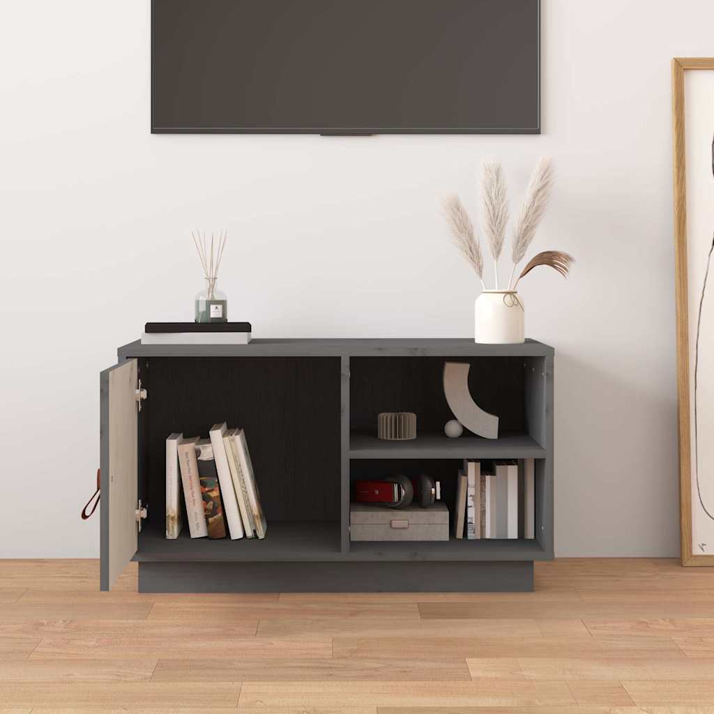 Vidaxl tv-meubel 70x34x40 cm massief grenenhout grijs
