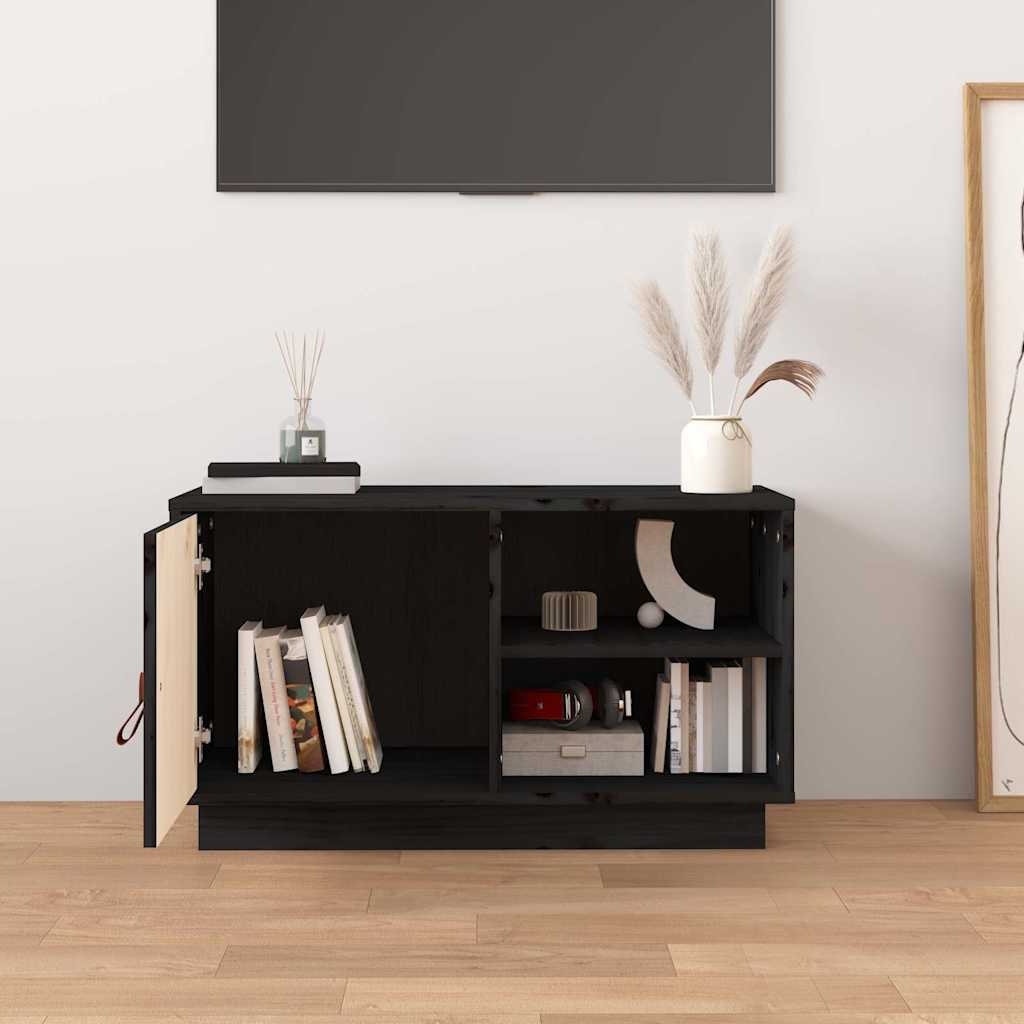 Vidaxl tv-meubel 70x34x40 cm massief grenenhout zwart