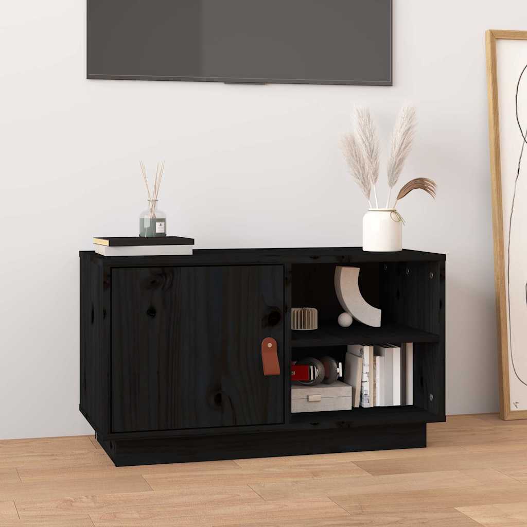 Vidaxl tv-meubel 70x34x40 cm massief grenenhout zwart