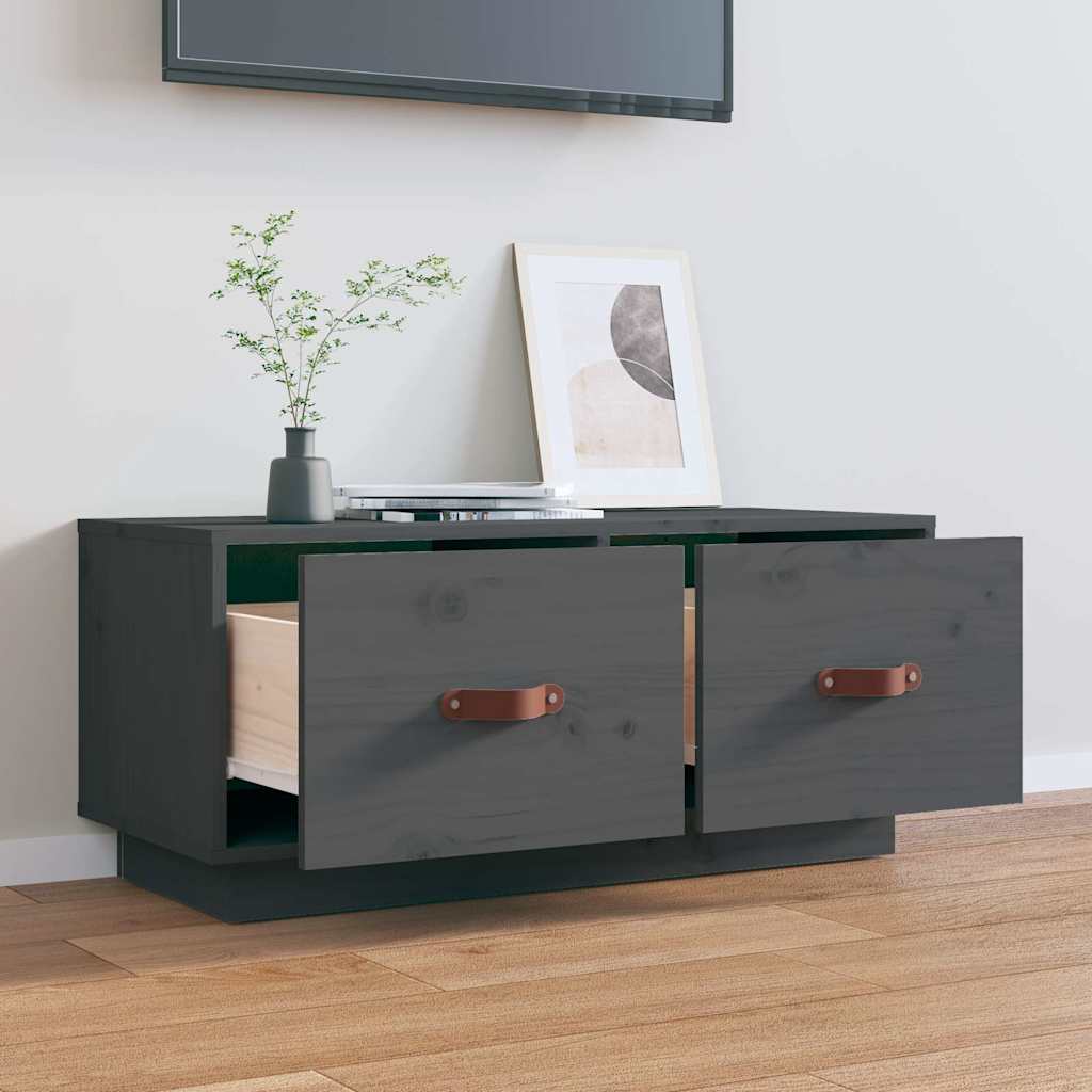 Vidaxl tv-meubel 80x34x35 cm massief grenenhout grijs