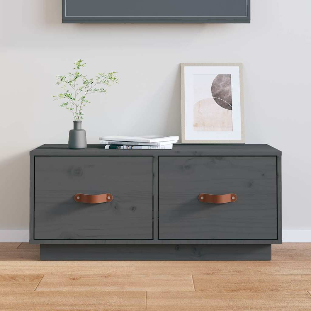 Vidaxl tv-meubel 80x34x35 cm massief grenenhout grijs