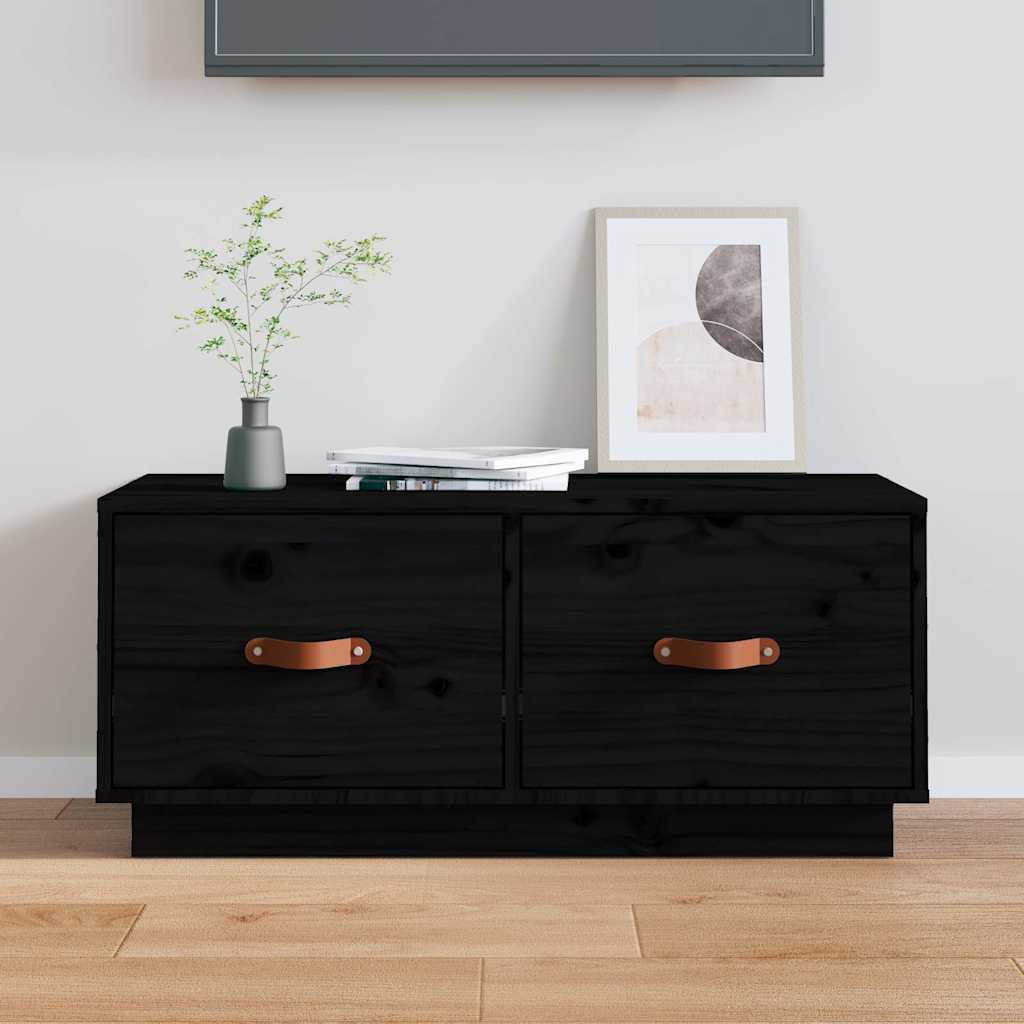 Vidaxl tv-meubel 80x34x35 cm massief grenenhout zwart