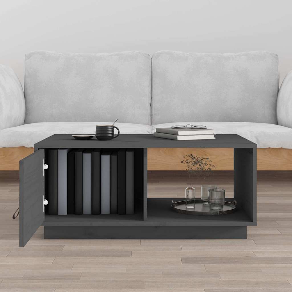 Vidaxl salontafel 80x50x35,5 cm massief grenenhout grijs