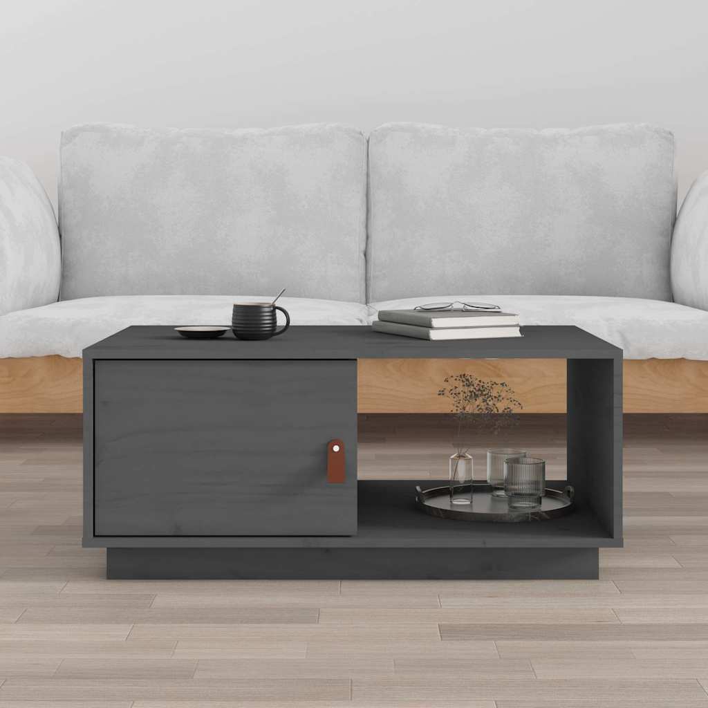 Vidaxl salontafel 80x50x35,5 cm massief grenenhout grijs