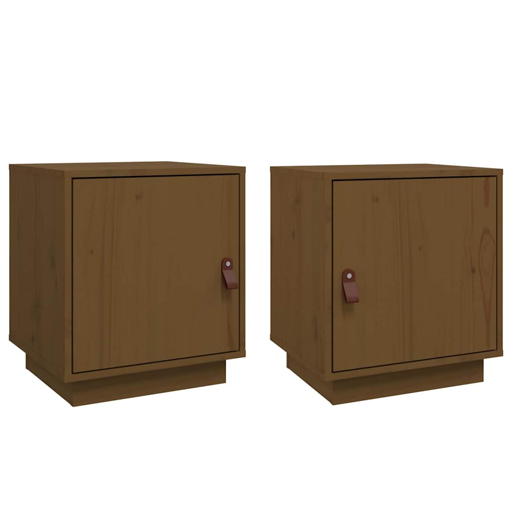 Vidaxl nachtkastjes 2 st 40x34x45 cm massief grenenhout honingbruin