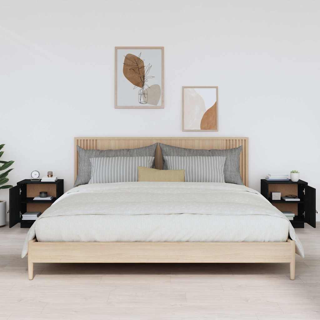 Vidaxl nachtkastjes 2 st 40x34x45 cm massief grenenhout zwart