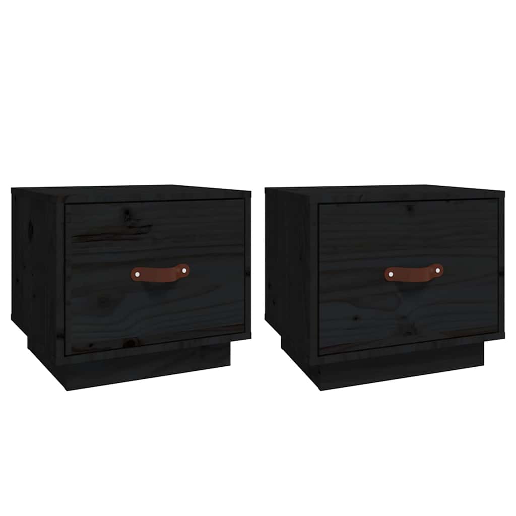 Vidaxl nachtkastjes 2 st 40x34x35 cm massief grenenhout zwart