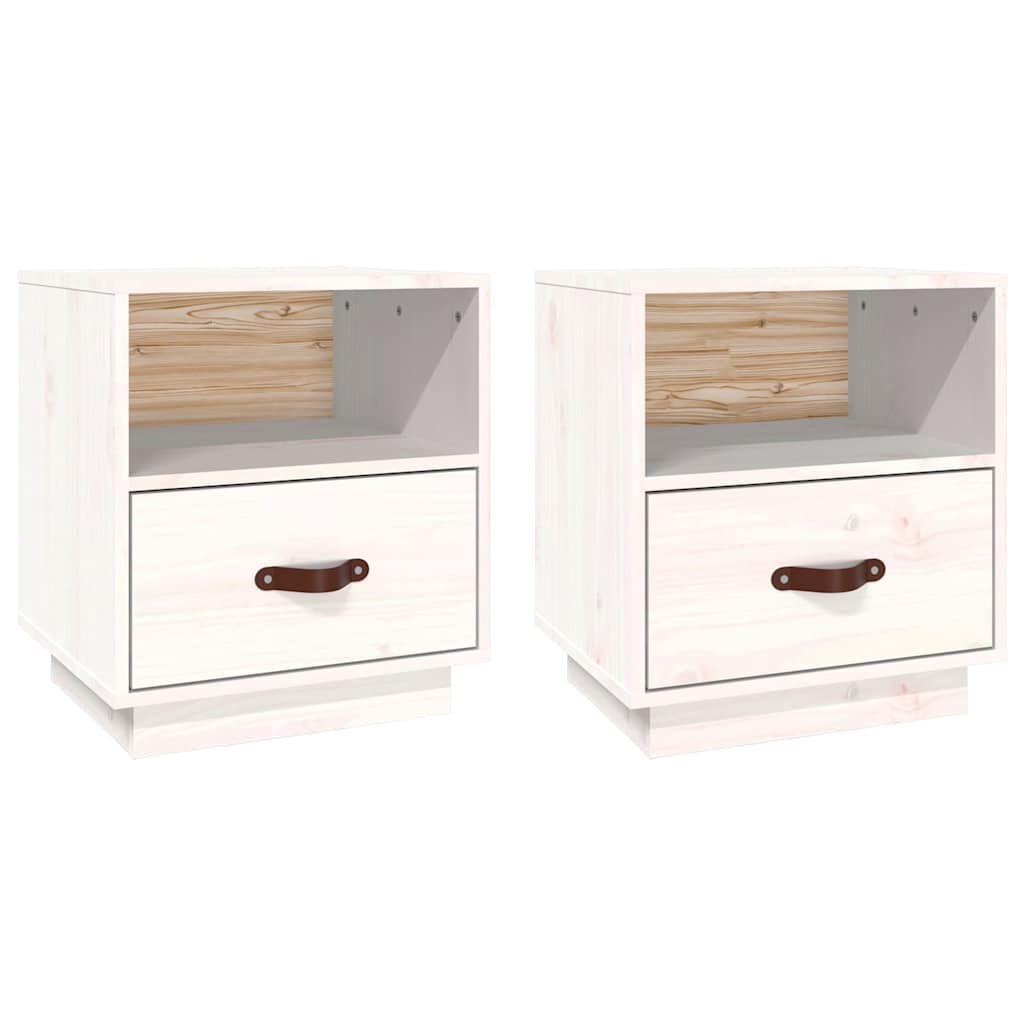 Vidaxl nachtkastjes 2 st 40x34x45 cm massief grenenhout wit