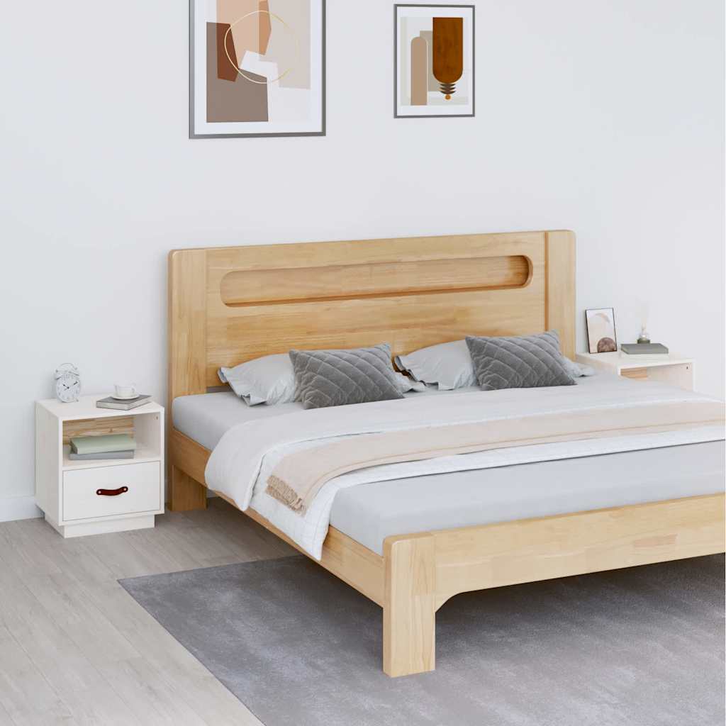 Vidaxl nachtkastjes 2 st 40x34x45 cm massief grenenhout wit