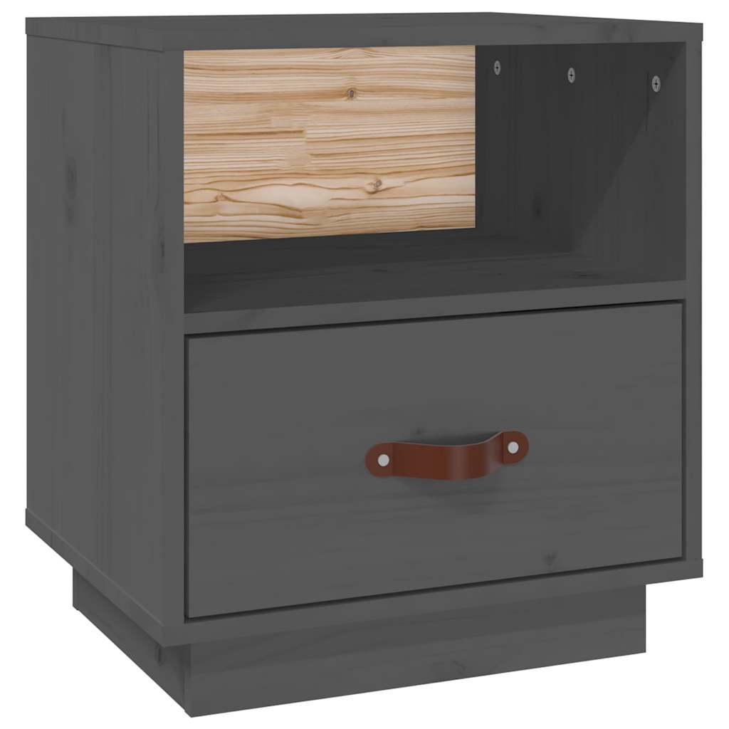 Vidaxl nachtkastje 40x34x45 cm massief grenenhout grijs