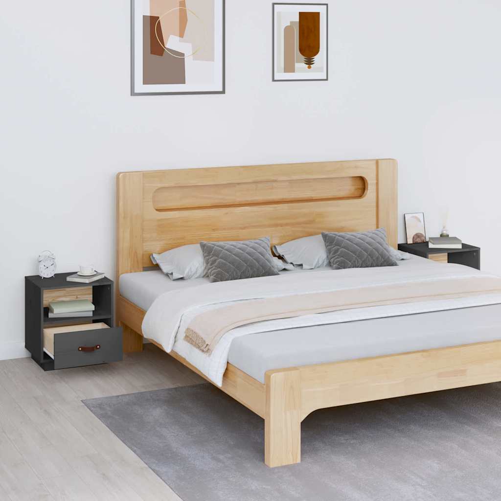 Vidaxl nachtkastjes 2 st 40x34x45 cm massief grenenhout grijs