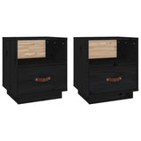 Vidaxl nachtkastjes 2 st 40x34x45 cm massief grenenhout zwart