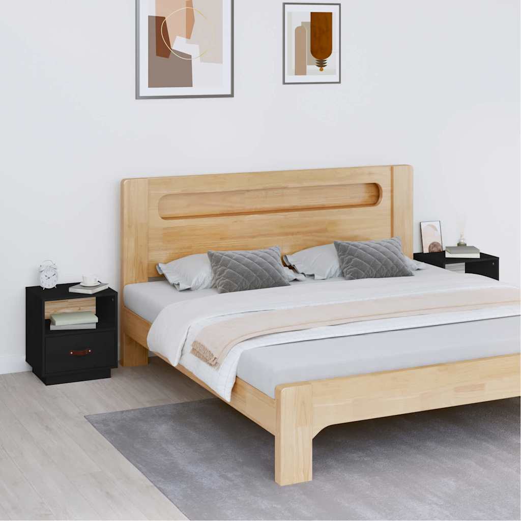 Vidaxl nachtkastjes 2 st 40x34x45 cm massief grenenhout zwart
