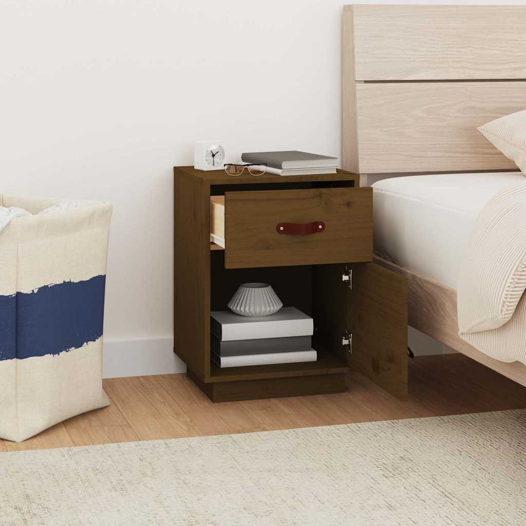 Vidaxl nachtkastje 40x34x55 cm massief grenenhout honingbruin