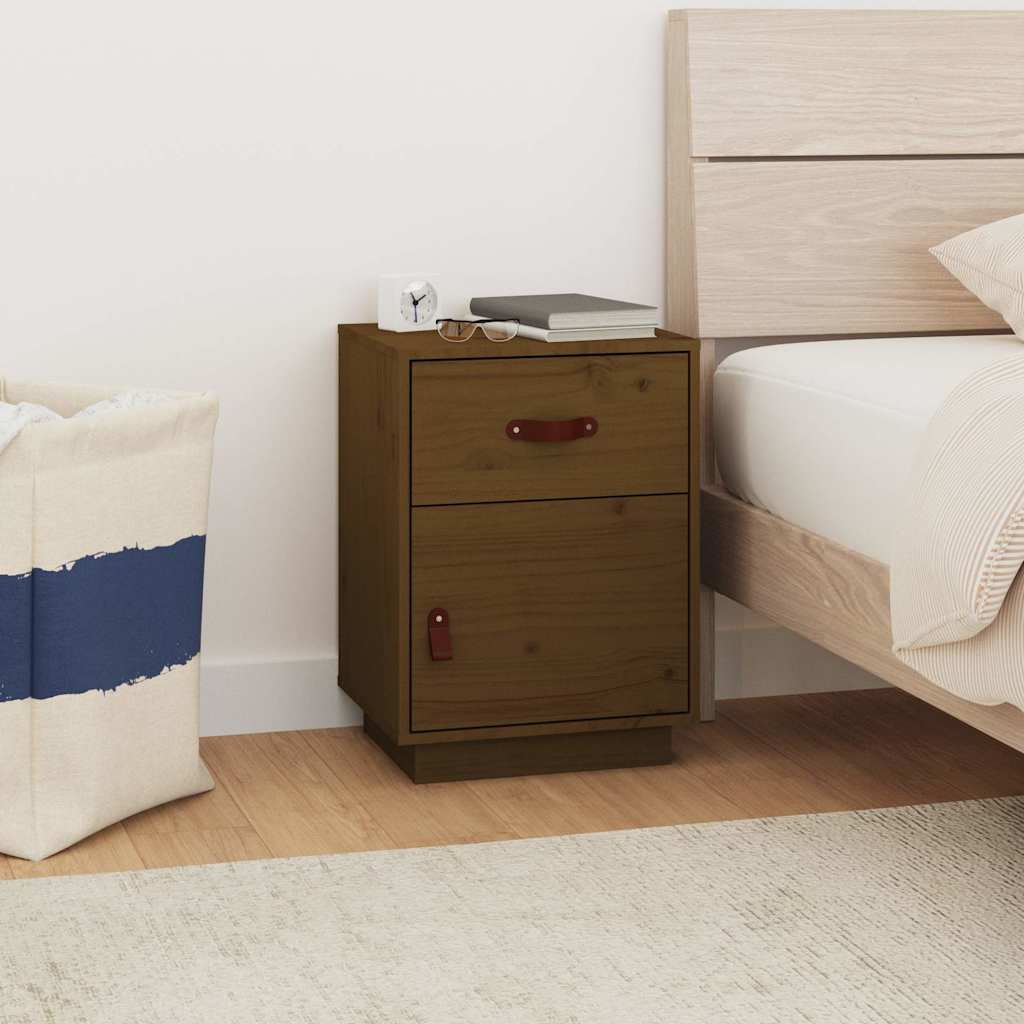Vidaxl nachtkastje 40x34x55 cm massief grenenhout honingbruin