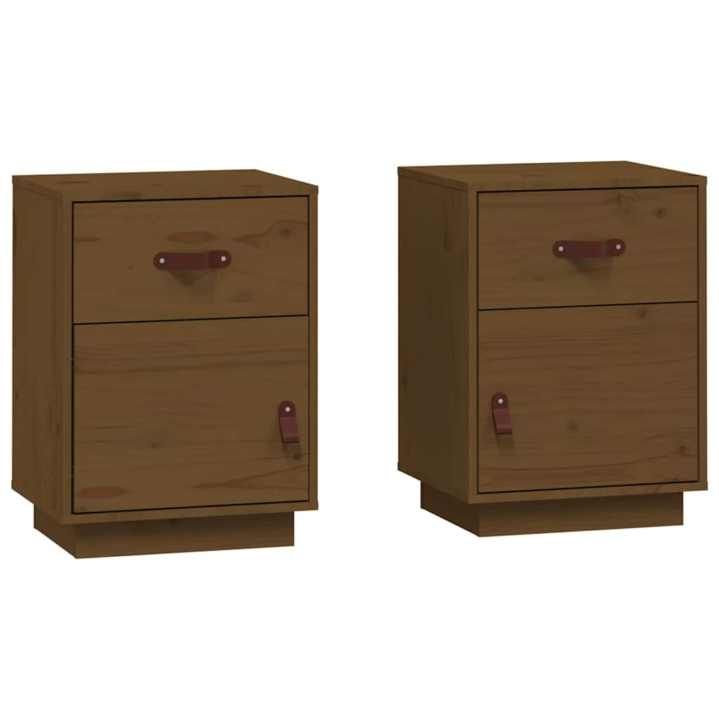 Vidaxl nachtkastjes 2 st 40x34x55 cm massief grenenhout honingbruin