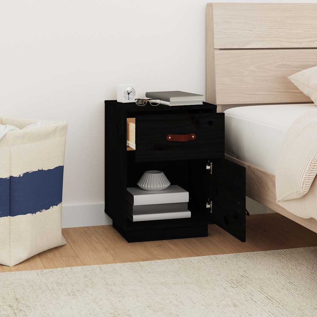 Vidaxl nachtkastjes 2 st 40x34x55 cm massief grenenhout zwart
