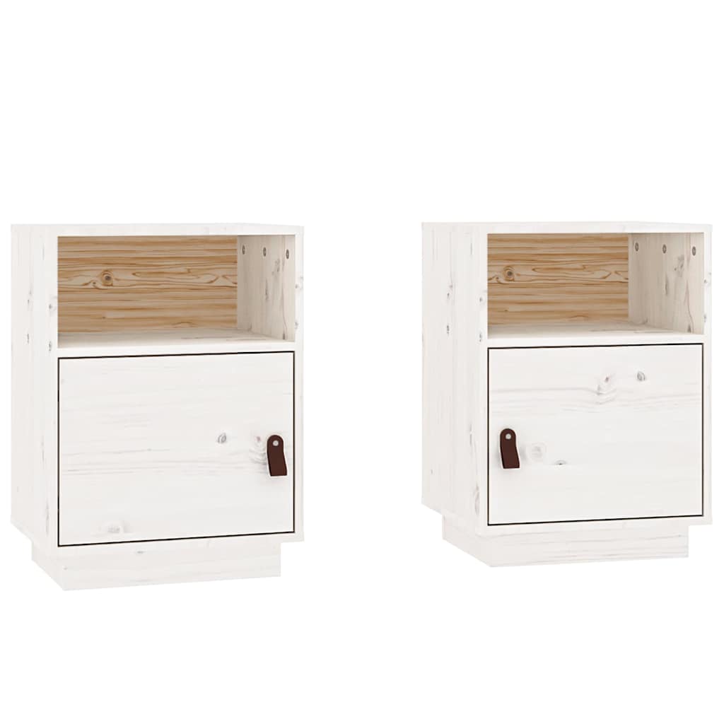 Vidaxl nachtkastjes 2 st 40x34x55 cm massief grenenhout wit