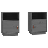 Vidaxl nachtkastjes 2 st 40x34x55 cm massief grenenhout grijs