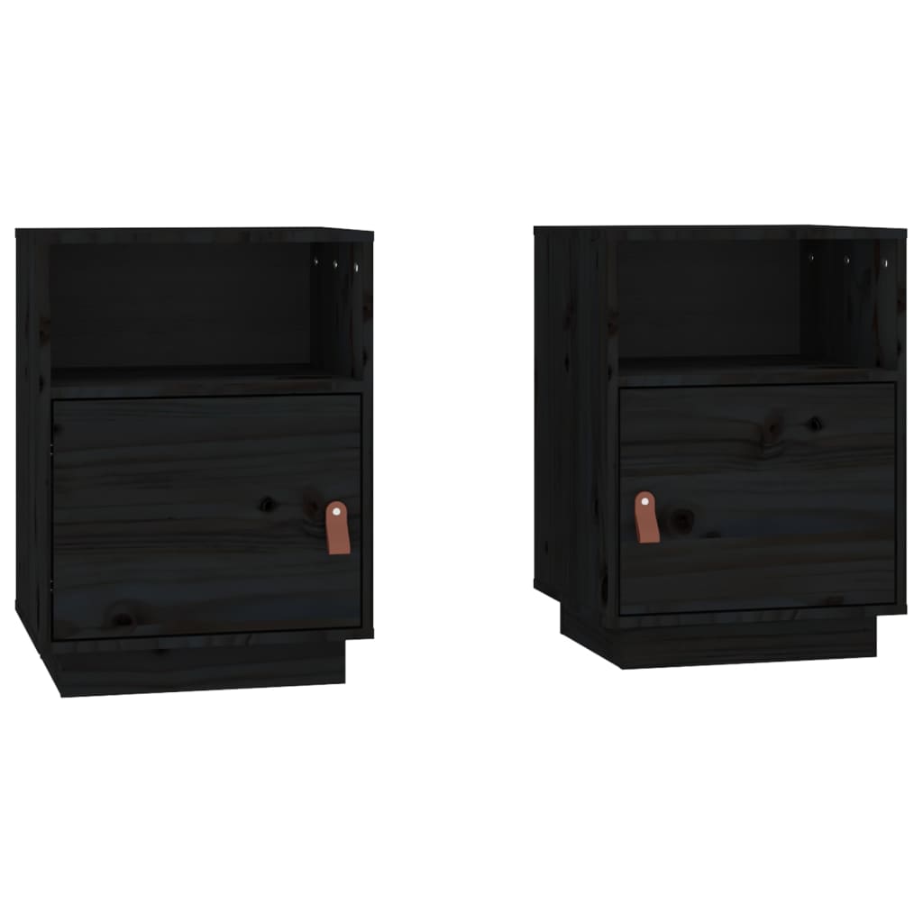 Vidaxl nachtkastjes 2 st 40x34x55 cm massief grenenhout zwart