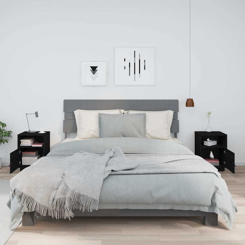 Vidaxl nachtkastjes 2 st 40x34x55 cm massief grenenhout zwart
