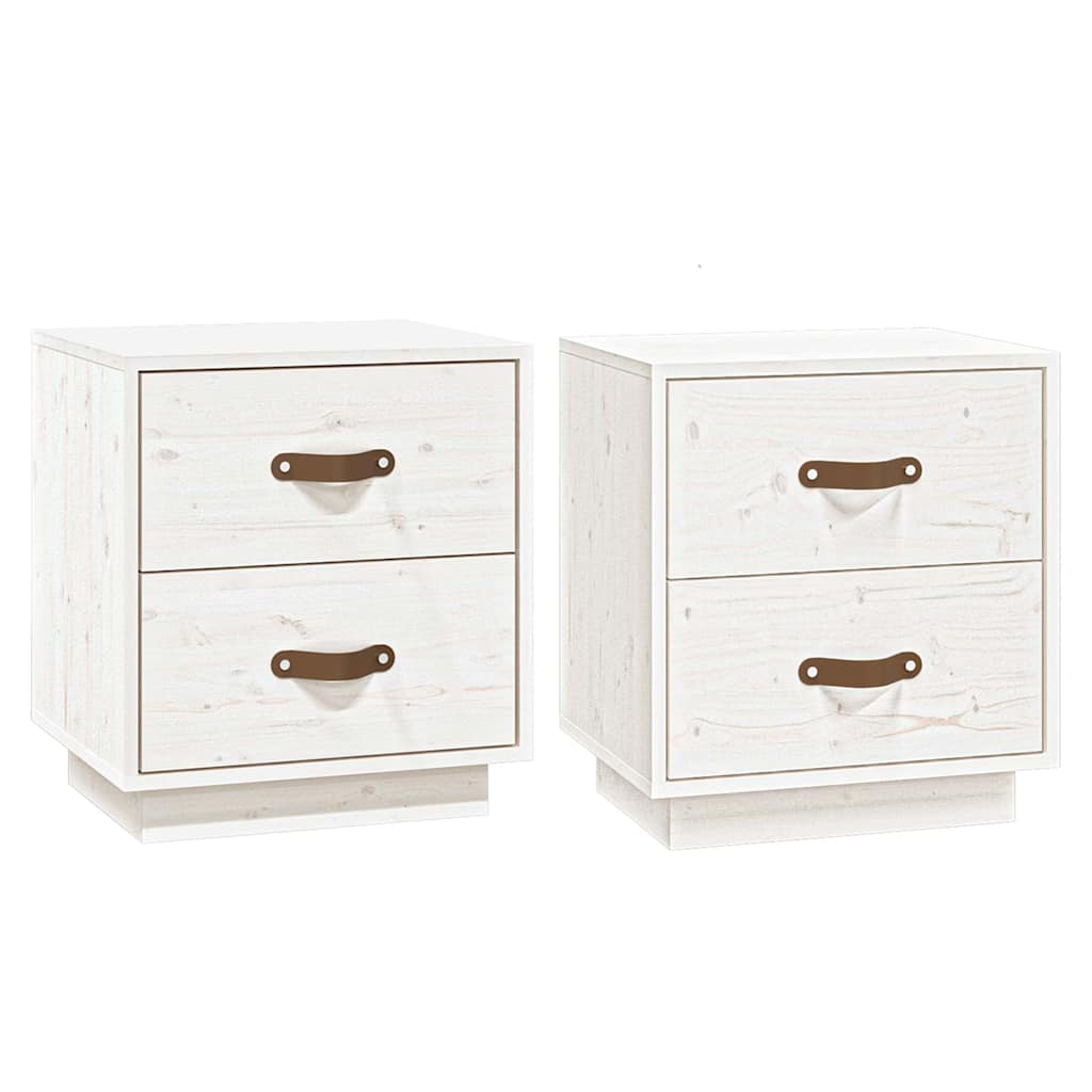 Vidaxl nachtkastjes 2 st 40x34x45 cm massief grenenhout wit