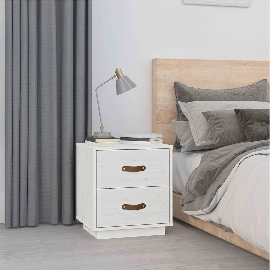 Vidaxl nachtkastjes 2 st 40x34x45 cm massief grenenhout wit