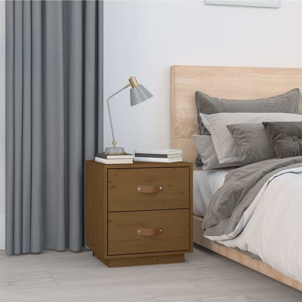 Vidaxl nachtkastjes 2 st 40x34x45 cm massief grenenhout honingbruin