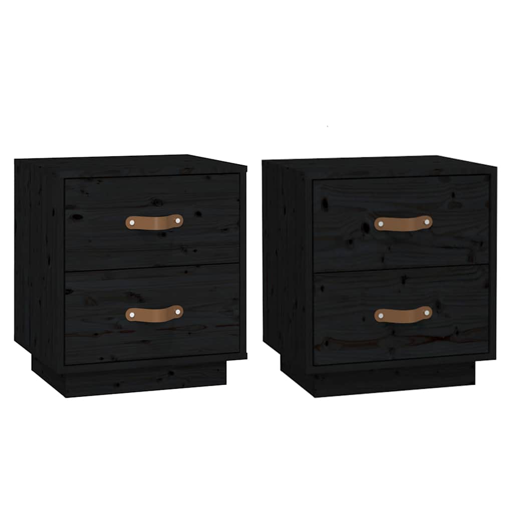 Vidaxl nachtkastjes 2 st 40x34x45 cm massief grenenhout zwart