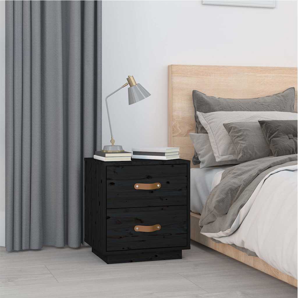 Vidaxl nachtkastjes 2 st 40x34x45 cm massief grenenhout zwart