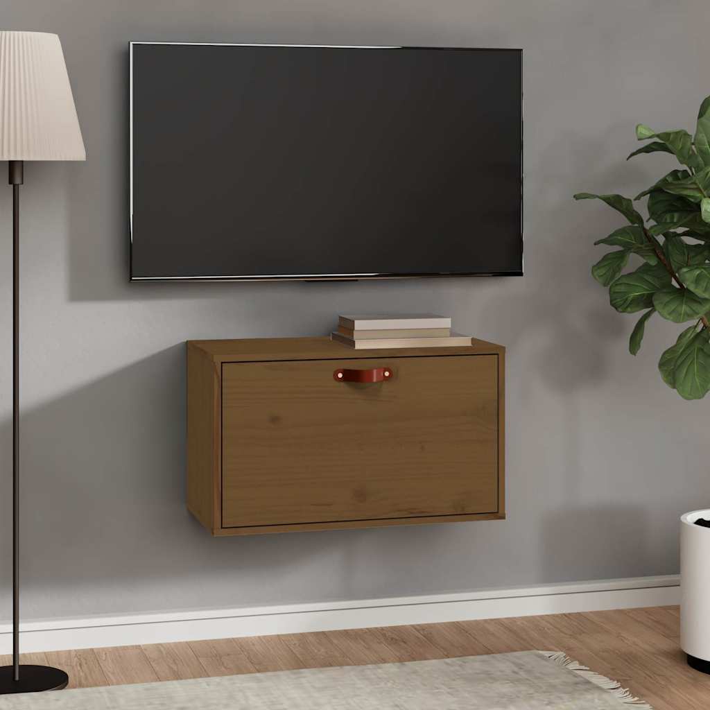 Vidaxl wandkast 60x30x35 cm massief grenenhout honingbruin