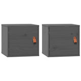 Vidaxl wandkasten 2 st 31,5x30x30 cm massief grenenhout grijs