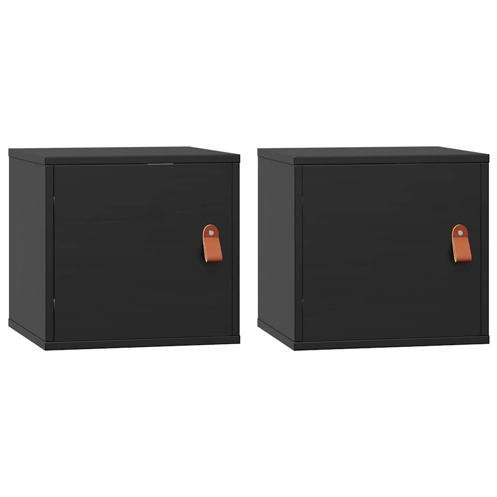 Vidaxl wandkasten 2 st 31,5x30x30 cm massief grenenhout zwart