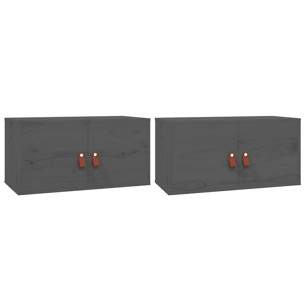Vidaxl wandkasten 2 st 60x30x30 cm massief grenenhout grijs