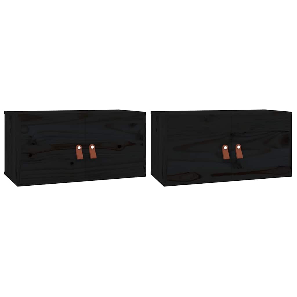 Vidaxl wandkasten 2 st 60x30x30 cm massief grenenhout zwart