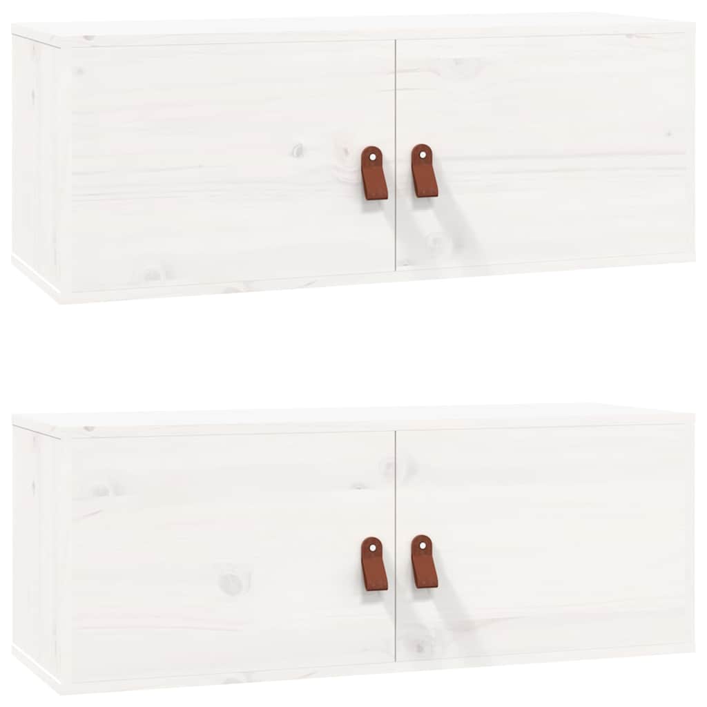 Vidaxl wandkasten 2 st 80x30x30 cm massief grenenhout wit