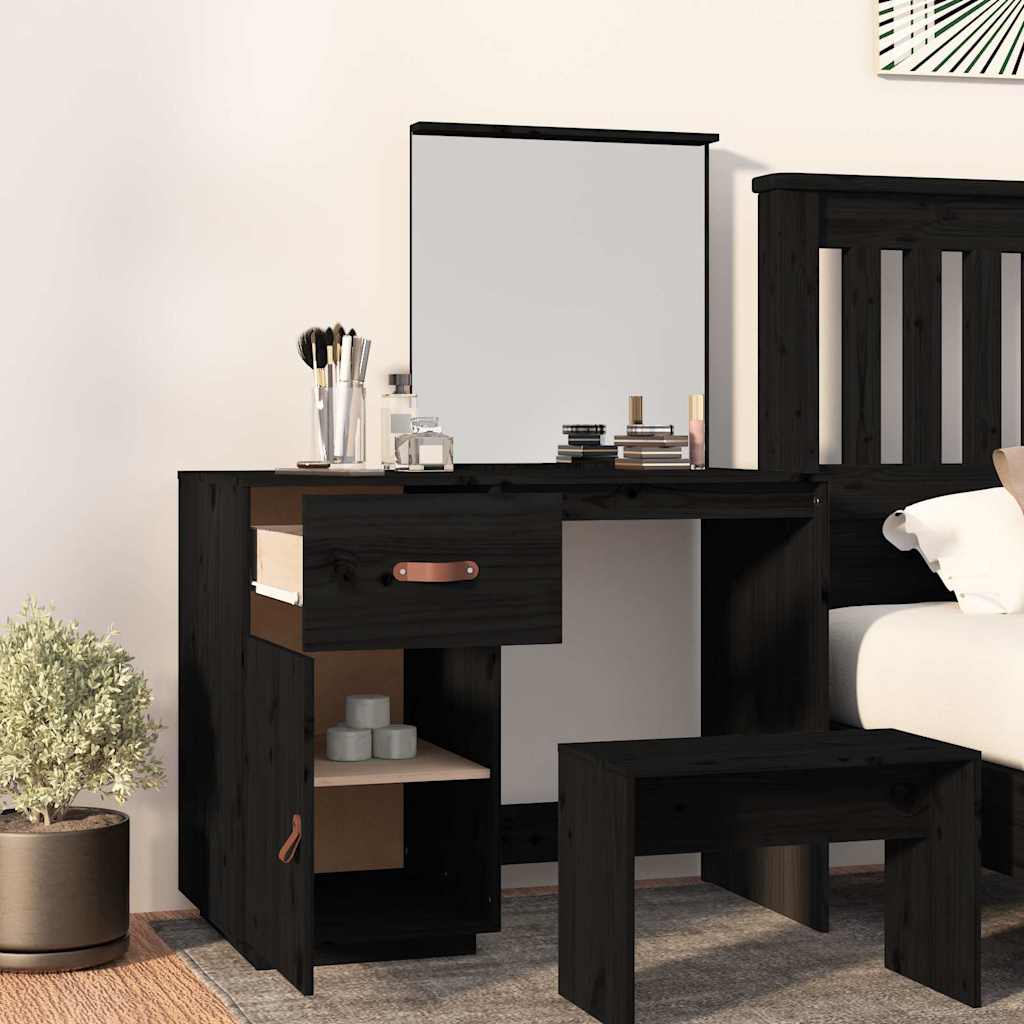 Vidaxl kaptafel 95x50x134 cm massief grenenhout zwart
