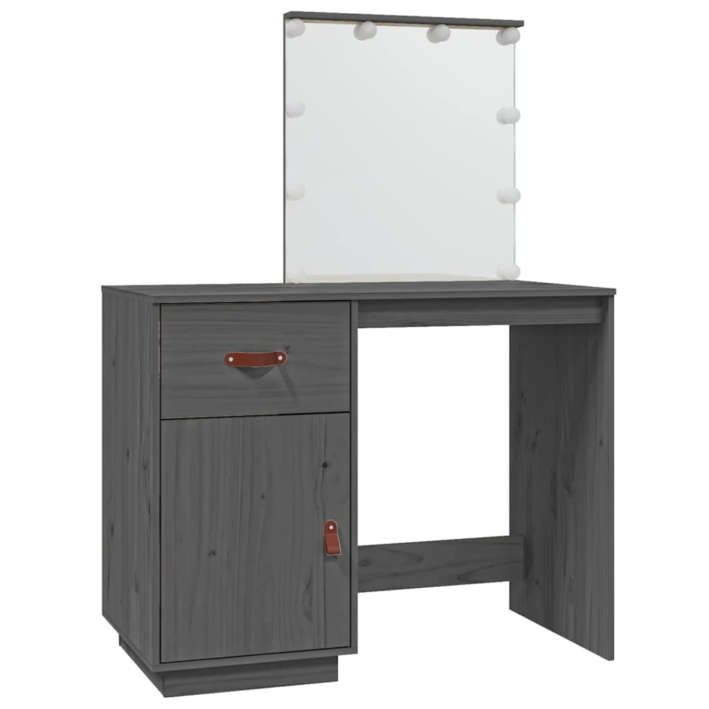 Vidaxl kaptafel met led 95x50x133,5 cm massief grenenhout grijs