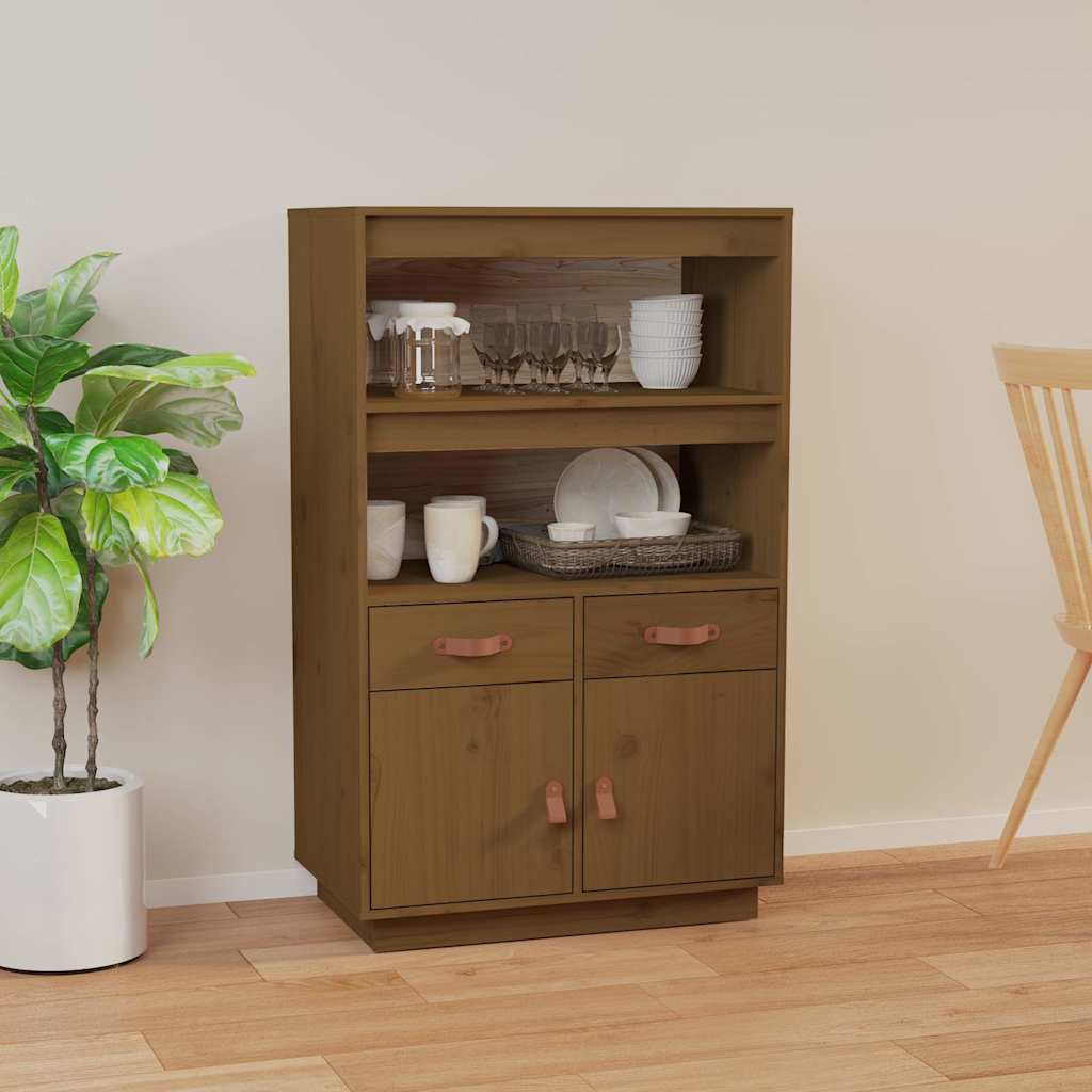 Vidaxl hoge kast 67x40x108,5 cm massief grenenhout honingbruin