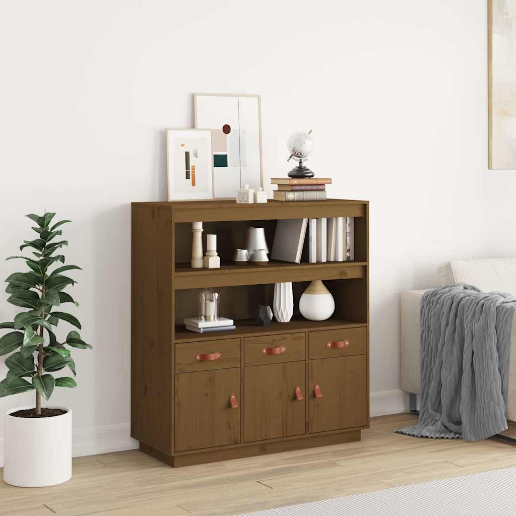 Vidaxl hoge kast 100x40x108,5 cm massief grenenhout honingbruin