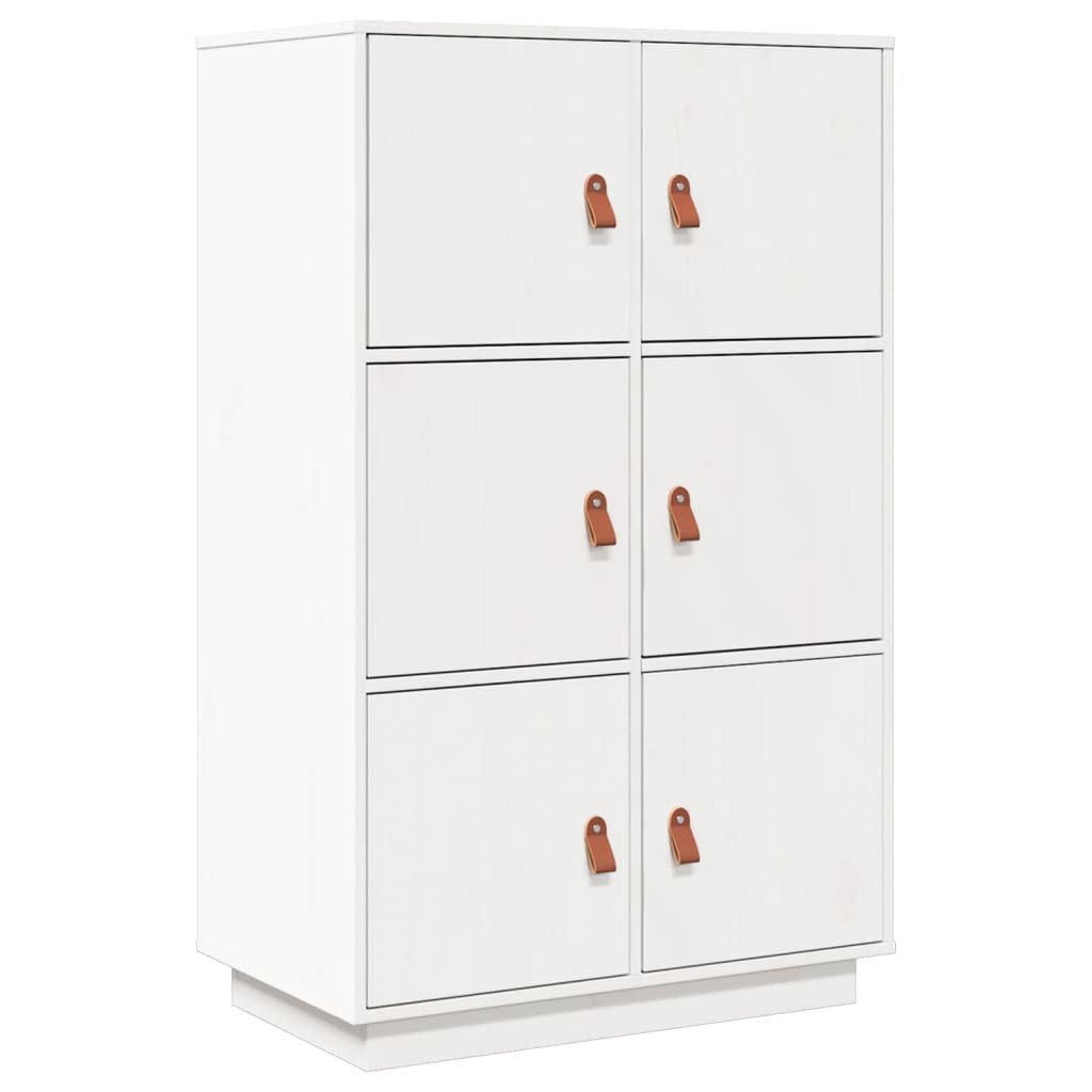 Vidaxl hoge kast 67x40x108,5 cm massief grenenhout wit