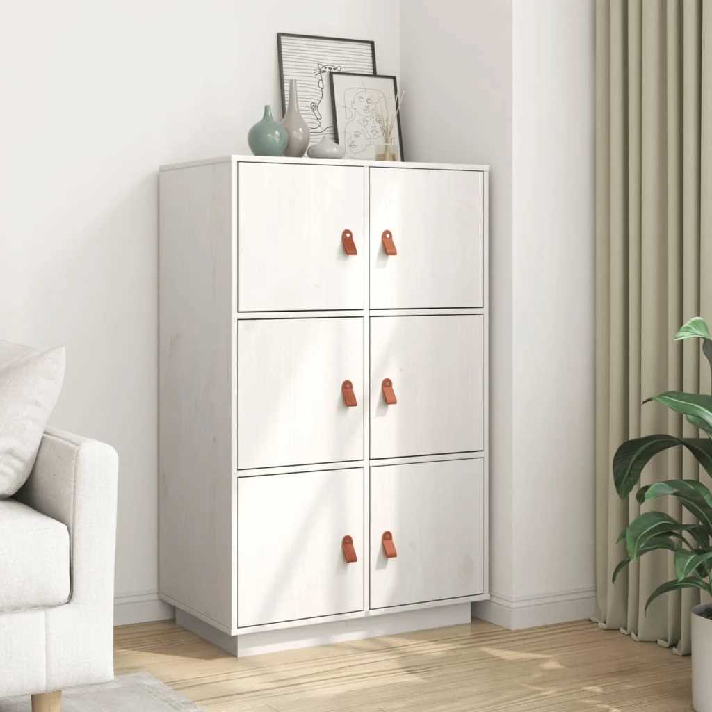 Vidaxl hoge kast 67x40x108,5 cm massief grenenhout wit
