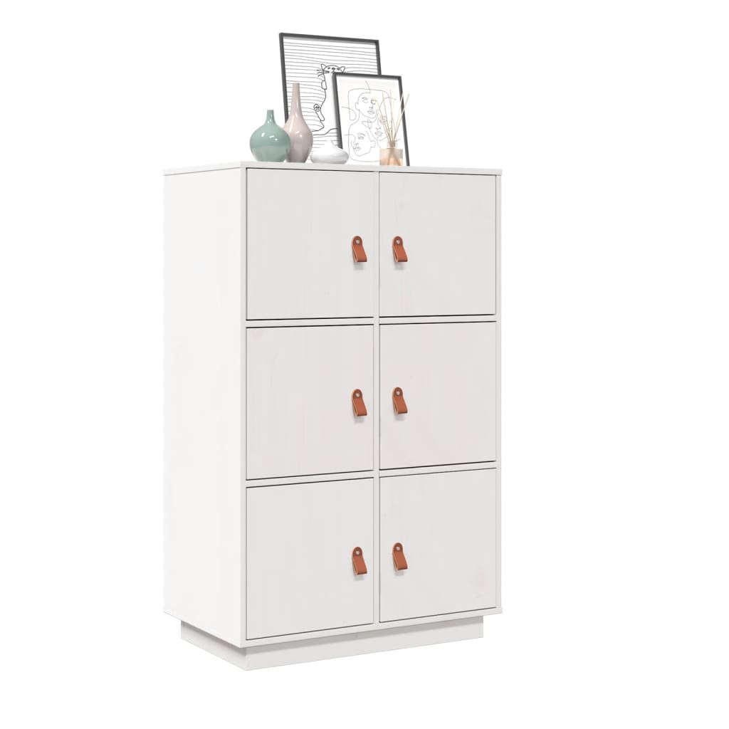 Vidaxl hoge kast 67x40x108,5 cm massief grenenhout wit