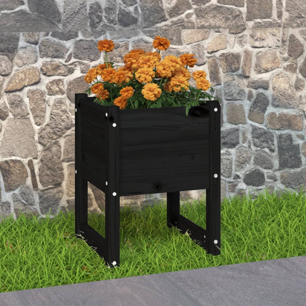 Vidaxl Planter Big 40x40x52.5 cm Solid Pine Black