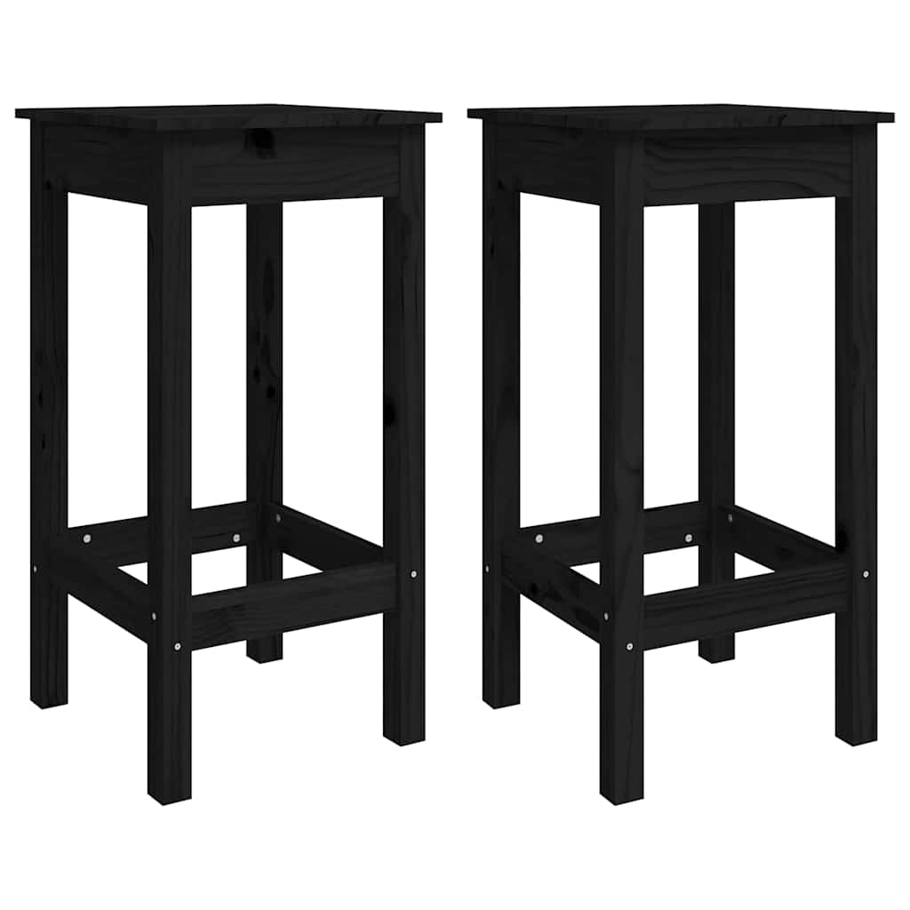 Vidaxl barstoelen 2 st 40x40x78 cm massief grenenhout zwart