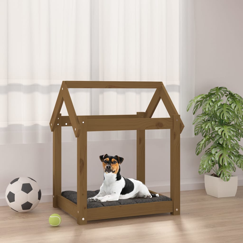 Vidaxl hundekurv 61x50x70 cm Solid furu honningbrun