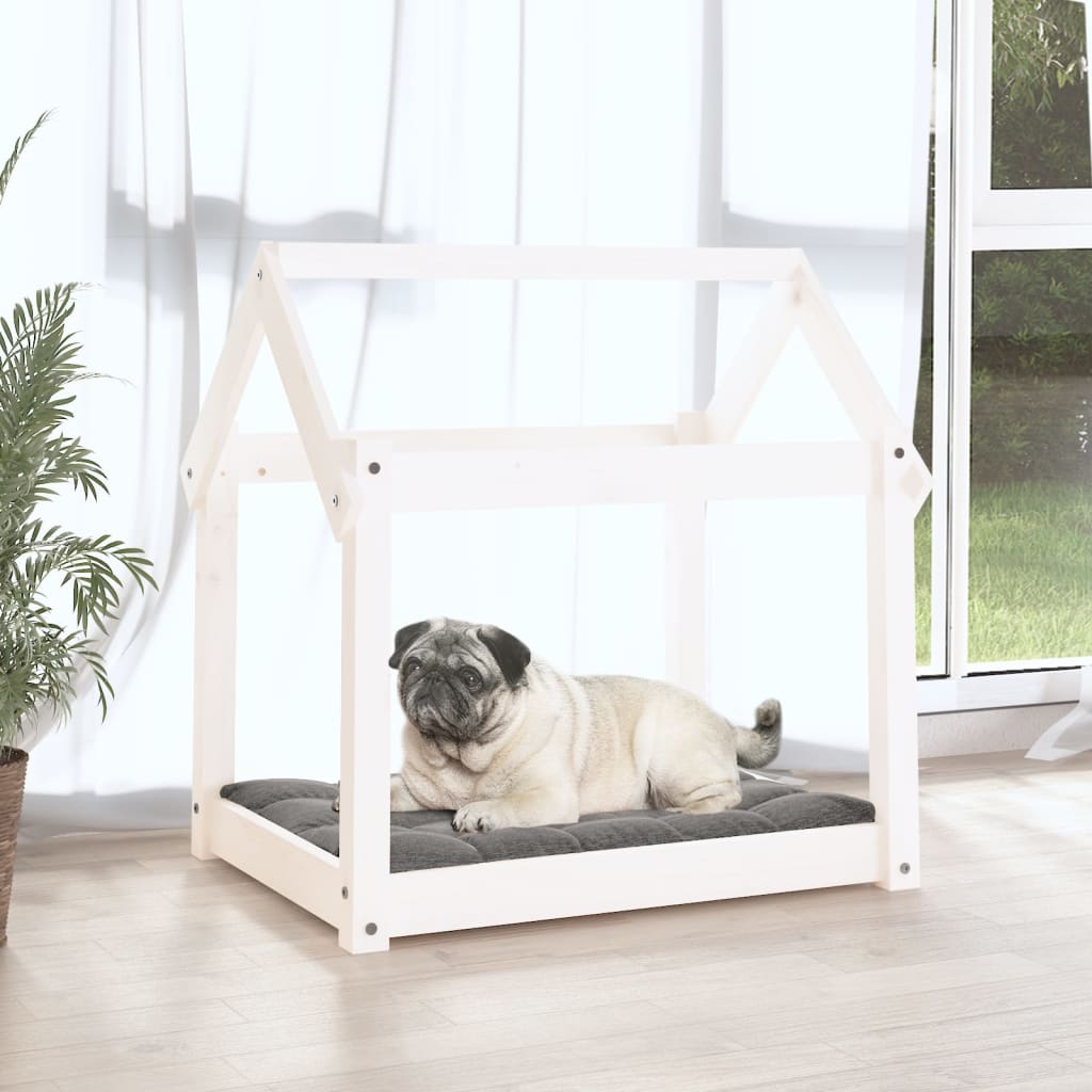 Vidaxl hundeseng 71x55x70 cm solid furuhvit