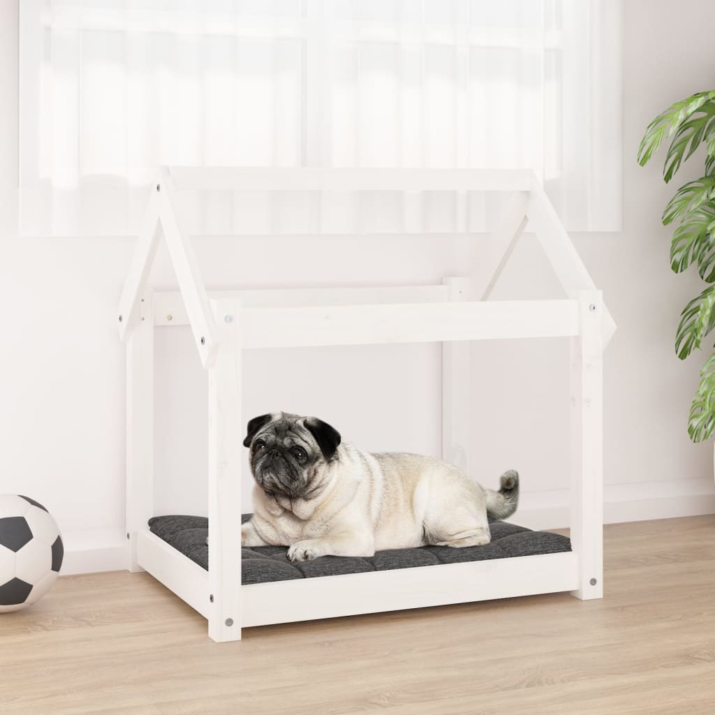 Vidaxl hundeseng 71x55x70 cm solid furuhvit